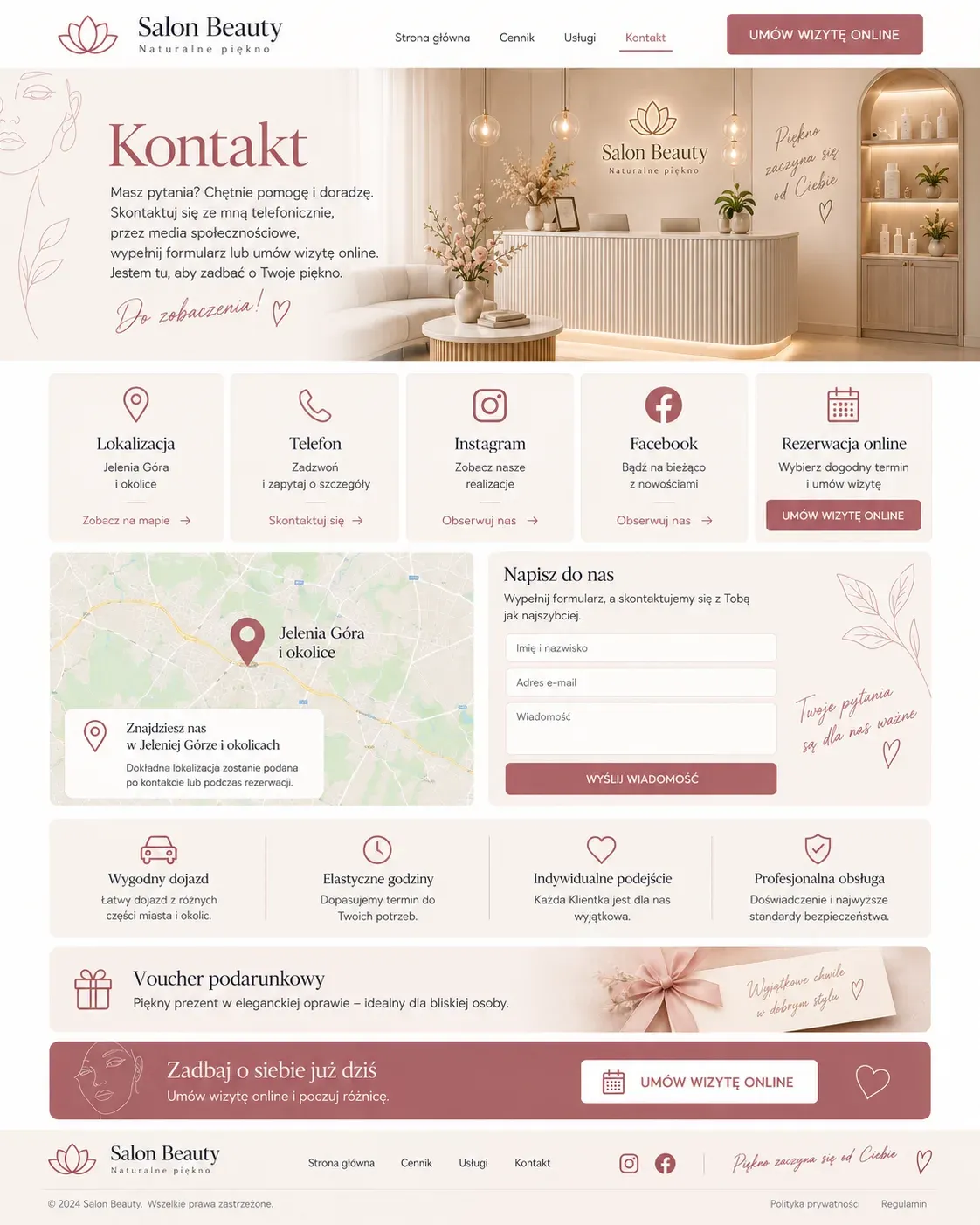 Koncepcja czytelnego cennika usług dla salonu beauty.